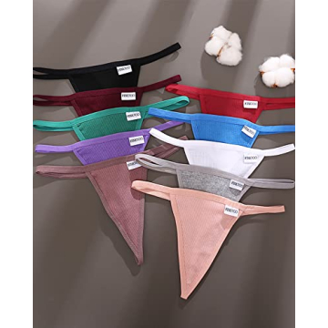 FINETOO 10 Pack Stylish Cotton G-String Thongs for Women