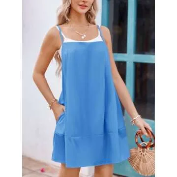 Fisoew Spaghetti Strap Mini Dress for Women - Summer Style