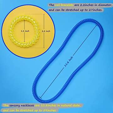Chew Necklaces for Sensory Kids 12 Pack, Chewy Necklace Stretchy Coil Bracelet Sensory Toys for Kids with Autism Anxiety ADHD, Oral Sensory Chew Toys for Boys Girls Fidgeting Biting