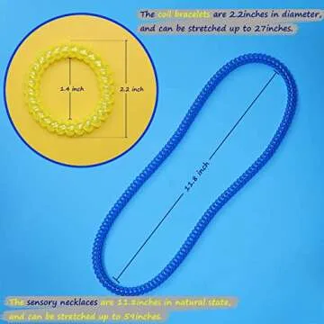 Chew Necklaces for Sensory Kids 12 Pack, Chewy Necklace Stretchy Coil Bracelet Sensory Toys for Kids with Autism Anxiety ADHD, Oral Sensory Chew Toys for Boys Girls Fidgeting Biting