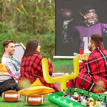 Inflatable Football Field Cooler Football Party Drink Cooler and 2 Pcs Inflatable Beach Balls Buffet for Party Favors for Birthday Sports Decorations