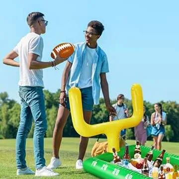 Inflatable Football Field Cooler Football Party Drink Cooler and 2 Pcs Inflatable Beach Balls Buffet for Party Favors for Birthday Sports Decorations