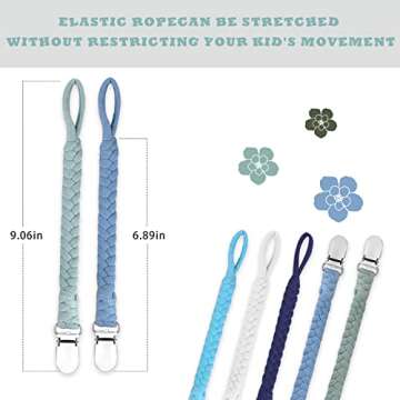 Duludulu Braided Pacifier Clip for Boys & Baby Girl, Binky Clips Pacifier Holder 100% Handmade Teeth...