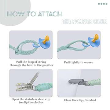Duludulu Braided Pacifier Clip for Boys & Baby Girl, Binky Clips Pacifier Holder 100% Handmade Teething Straps Unisex Design Smoother Mam Pacifier Clip Fits All Pacifiers for Shower Birthday Gifts