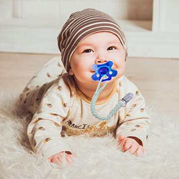 Duludulu Braided Pacifier Clip for Boys & Baby Girl, Binky Clips Pacifier Holder 100% Handmade Teething Straps Unisex Design Smoother Mam Pacifier Clip Fits All Pacifiers for Shower Birthday Gifts