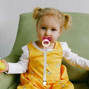 Duludulu Braided Pacifier Clip for Boys & Baby Girl, Binky Clips Pacifier Holder 100% Handmade Teething Straps Unisex Design Smoother Mam Pacifier Clip Fits All Pacifiers for Shower Birthday Gifts