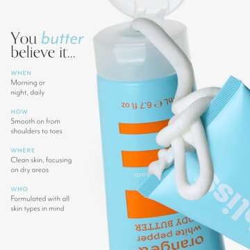 Bliss Body Butter Lotion Trio: Lemon & Sage, Grapefruit & Aloe, Blood Orange & White Pepper. Moisturizing, vegan, cruelty-free body lotion for dry skin. Great for women & men. 6.7 Fl Oz, 3-pack