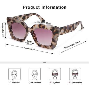 Appassal Retro Oversized Square Cateye Sunglasses for Women Men Trendy UV400 Designer Shades AP3666 Tortoise/Pink