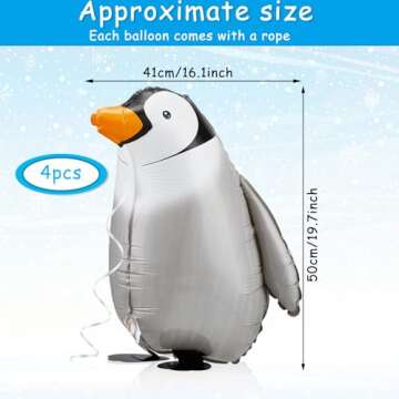 6 Pieces Walking Penguin Balloons Penguin Foil Pet Walking Animal Helium Balloons for Baby Shower Bi...