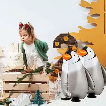 6 Pieces Walking Penguin Balloons Penguin Foil Pet Walking Animal Helium Balloons for Baby Shower Birthday Party Decoration Supplies