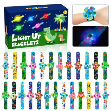 SEKEAHU 25 PCS Light Up Fidget Toys Slap Bracelets