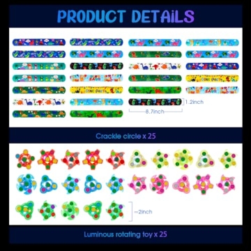 SEKEAHU 25 PCS Light Up Fidget Toys Slap Bracelets