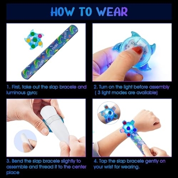 SEKEAHU 25 PCS Light Up Fidget Toys Slap Bracelets