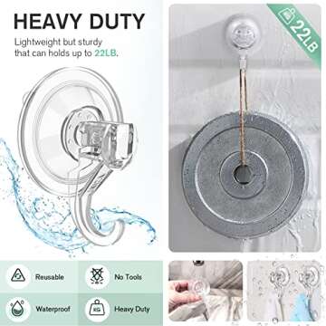 Heavy Duty Suction Cup Wreath Hangers - 22 LB Capacity