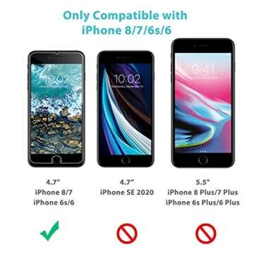 Syncwire Screen Protector for iPhone 8/7/6s/6 [3-Pack], Anti-Fingerprint 9H Tempered Glass Protective Screen for iPhone 8/7/6s/6 (Screen-Alignment Frame Included, Bubble-Free) [Not Edge to Edge]