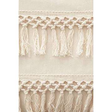 White Duvet Cover Fringed Cotton Tassel Boho Quilt Cover (96inL*104inW)