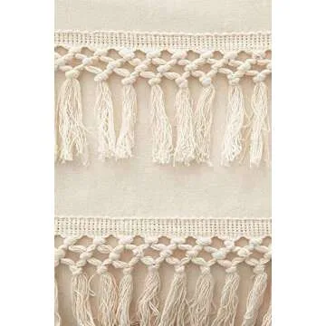 White Duvet Cover Fringed Cotton Tassel Boho Quilt Cover (96inL*104inW)