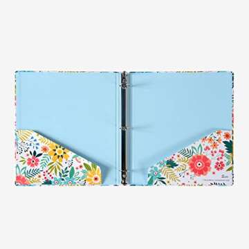 1-inch 3-Ring-Binder with Pockets 1'' Decorative Round Ring Binders for School Holds US Letter Size ...