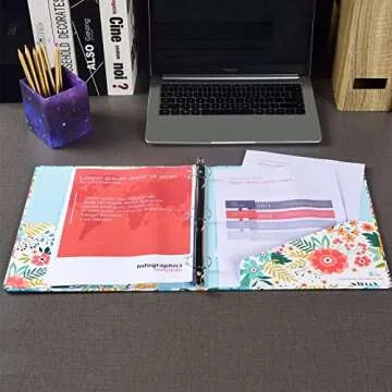 1-inch 3-Ring-Binder with Pockets 1'' Decorative Round Ring Binders for School Holds US Letter Size 8.5'' x 11'' 200 Sheets for Office/Home/Back to School, 2 Pack