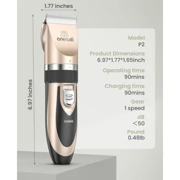 Oneisall Silent Pet Grooming Clippers Quiet Rechargeable