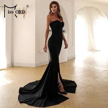 Miss ord Women's Sexy Asymmetrical Slit Evening Dress