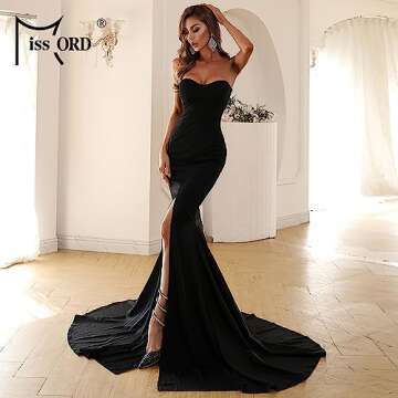 Miss ord Women's Sexy Asymmetrical Slit Evening Dress