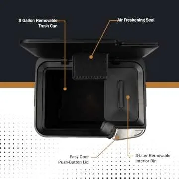 Home-Complete Trash Can - 8.7-Gallon Trash Can with Lid, Removable Legs, and 3L Recycling/Compost Bin - Odor-Resistant Kitchen Trash Cans (Gray)