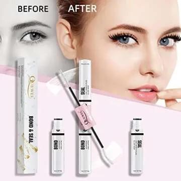 QUEWEL Eyelash Bond & Seal, Waterproof & Long-Lasting, White Double Tube Lashes Glue for DIY Eyelash Extensions at Home