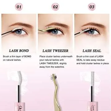 QUEWEL Eyelash Bond & Seal, Waterproof & Long-Lasting, White Double Tube Lashes Glue for DIY Eyelash Extensions at Home