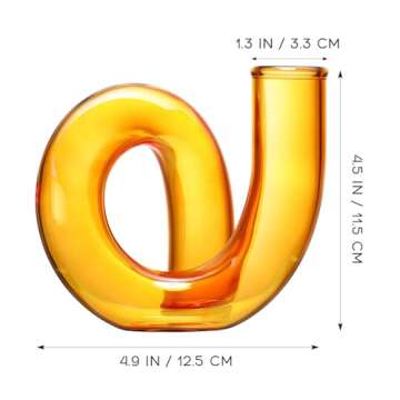 Cabilock Decorative Glass Vase Geometric French Flower Pot Abstract Floral Arrangement Vase Table Centerpiece for Dried Flowers Home Shop Weddings Orange