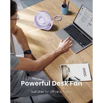 Gaiatop USB Desk Fan, 3 Speeds Strong Airflow, Portable 90° Rotate Quiet Cooling Small Personal Tab...