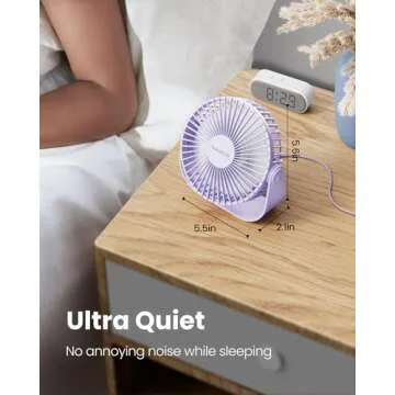 Gaiatop USB Desk Fan – Portable, Quiet, 3 Speed Airflow