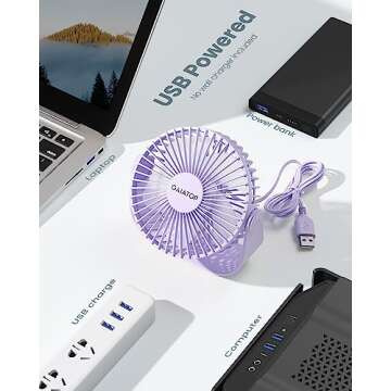 Gaiatop USB Desk Fan – Portable, Quiet, 3 Speed Airflow