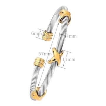 EGO VINA Multi Twisted Cable Wire Cross Bracelet For Women Men Classic Stainless Steel Fashion Stack...