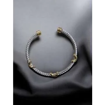 EGO VINA Multi Twisted Cable Wire Cross Bracelet For Women Men Classic Stainless Steel Fashion Stackable OPen Bangle Open Cuff Bangles Vintage Jewelry