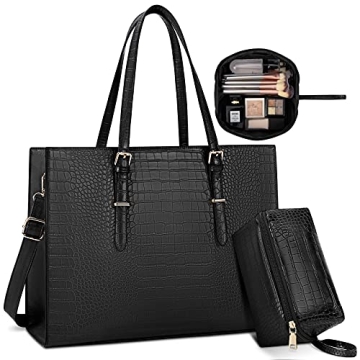 Laptop Bag for Women 15.6 inch Laptop Tote Bag Leather Classy Computer Briefcase for Work Waterproof...