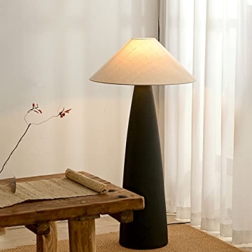 Rustic Farmhouse Floor Lamp Black Ceramic Mushroom Design