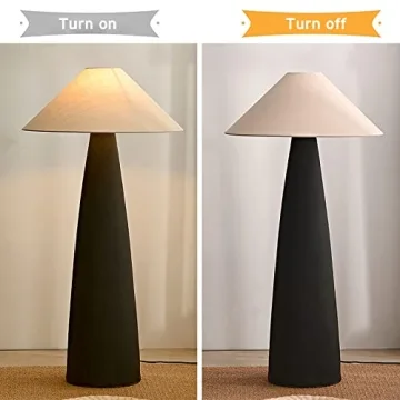 Rustic Farmhouse Floor Lamp Black Ceramic Mushroom Design