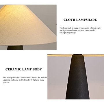 Rustic Farmhouse Floor Lamp Black Ceramic Mushroom Design