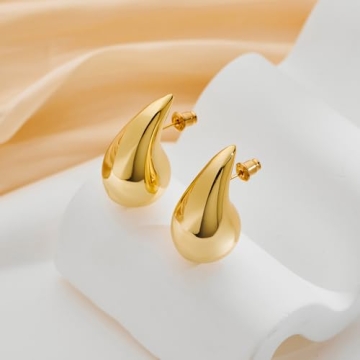 FAMARINE Chunky Gold Drop Earrings for Stylish Women