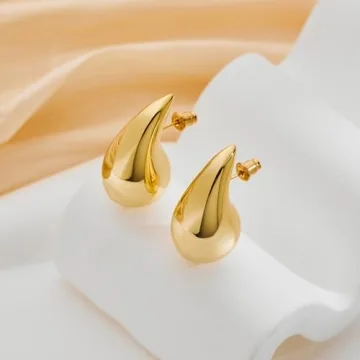 FAMARINE Chunky Gold Drop Earrings for Stylish Women