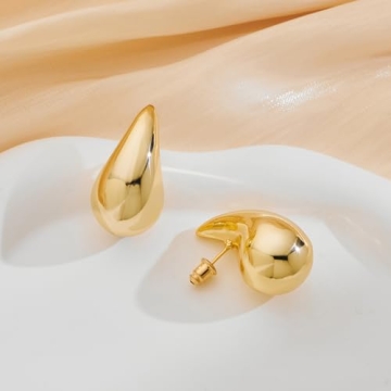 FAMARINE Chunky Gold Drop Earrings for Stylish Women