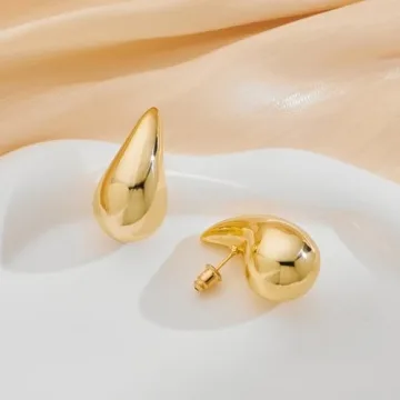 FAMARINE Chunky Gold Drop Earrings for Stylish Women