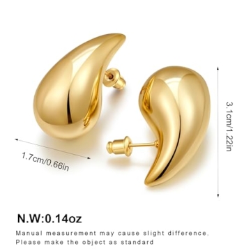 FAMARINE Chunky Gold Drop Earrings for Stylish Women