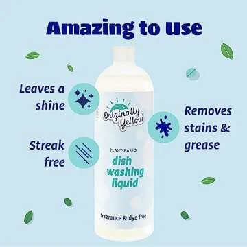 Fragrance-Free Plant-Based Dish Soap Liquid | 3-Pack of Gentle Dishwashing Liquid for Sensitive Skin