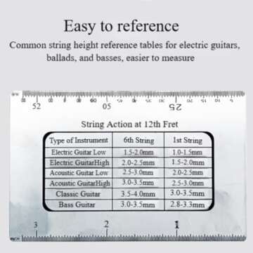 String Action Gauge Ruler for Accurate Guitar Setup