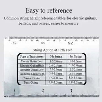 String Action Gauge Ruler for Accurate Guitar Setup