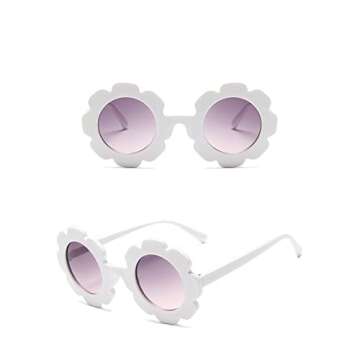 JieJieko Kids Round Flower Sunglasses Girl flower Shaped Sunglasses Cute Kids Eyewear for Pool Beach...