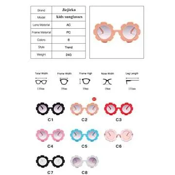JieJieko Kids Round Flower Sunglasses Girl flower Shaped Sunglasses Cute Kids Eyewear for Pool Beach Outdoor Age 2-10 Years (White)