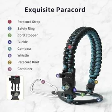 64oz Water Bottle with Paracord Handle for Outdoor Use